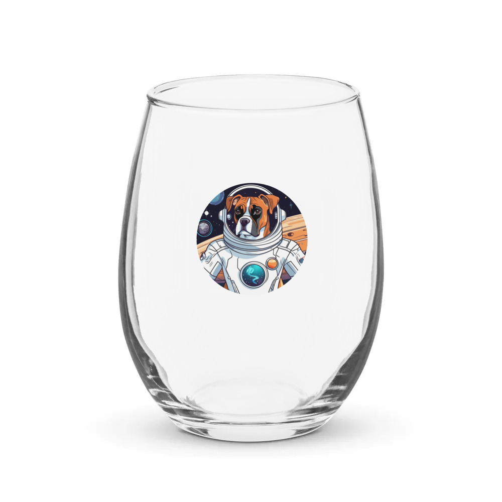 PugMug Custom Boxer Dog Stemless Wine Glass