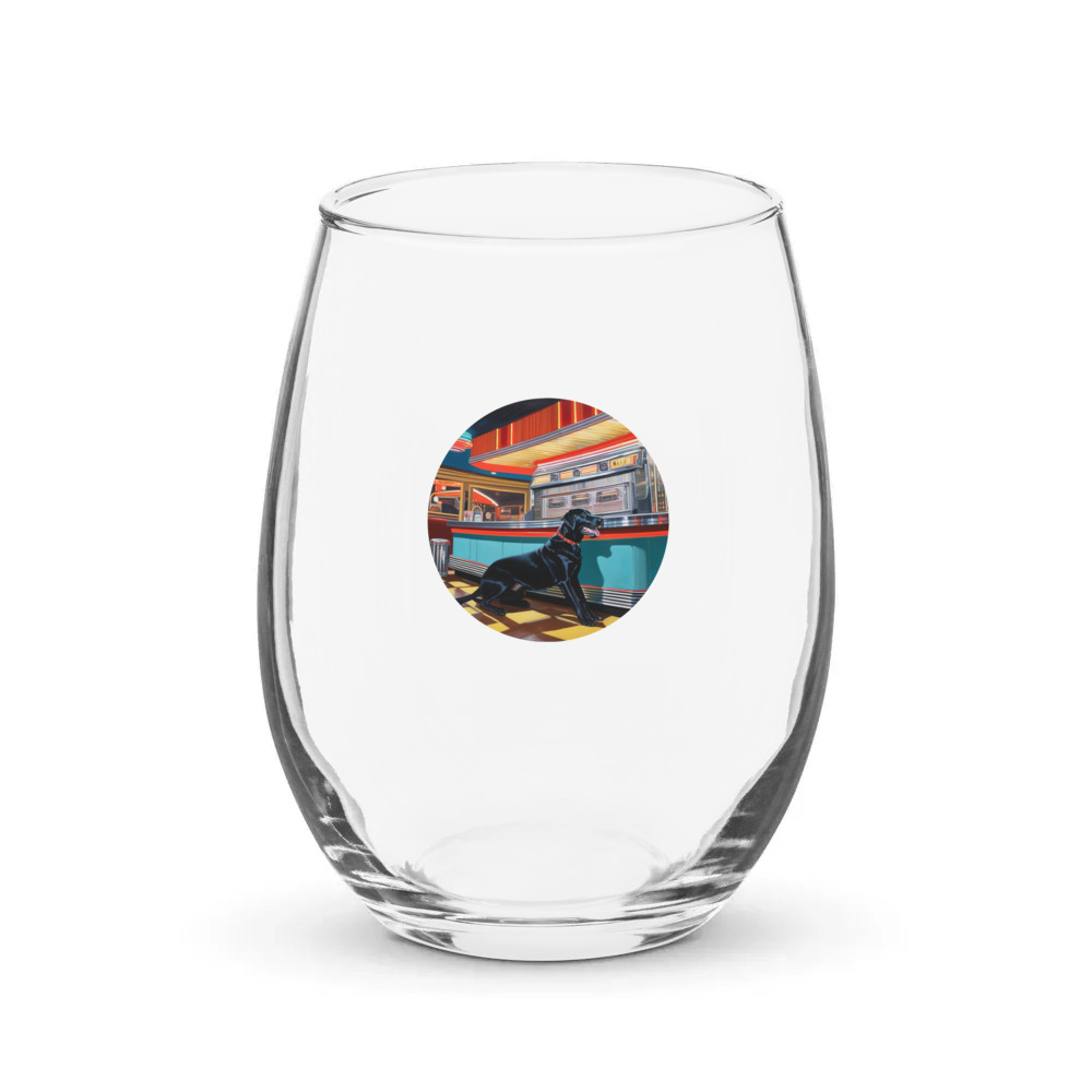 PugMug Custom Black Labrador Retriever Stemless Wine Glass