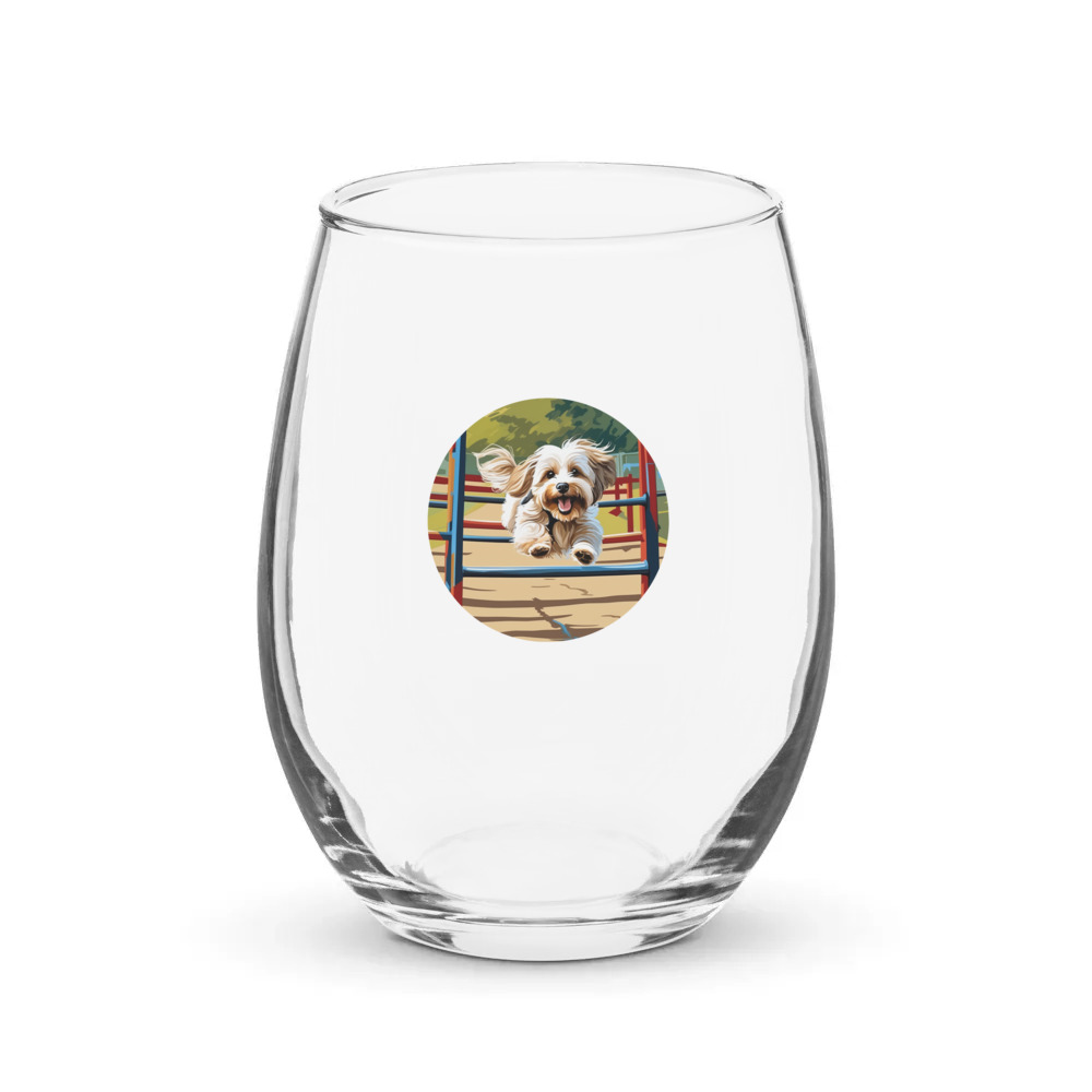 PugMug Custom Tan Havanese Dog Stemless Wine Glass