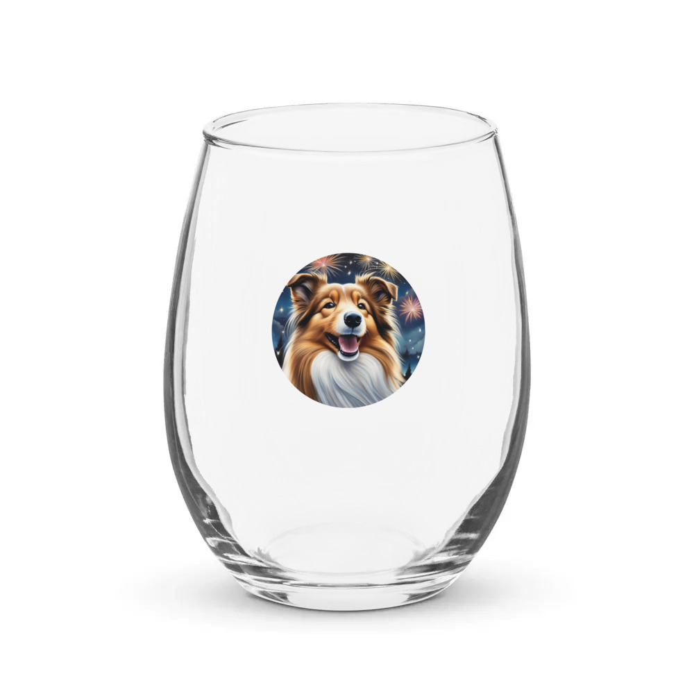 PugMug Custom Shetland Sheepdog Stemless Wine Glass