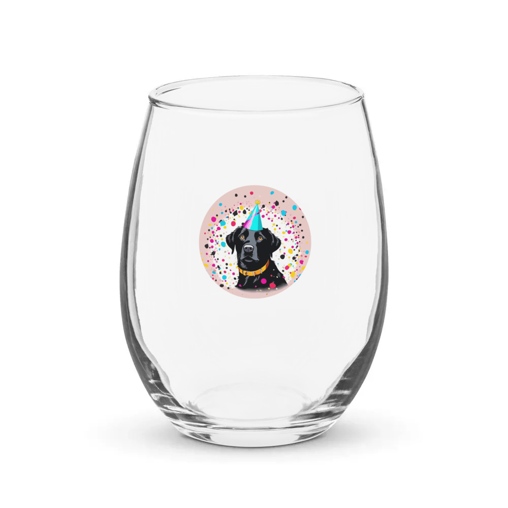 PugMug Custom Black Labrador Retriever Stemless Wine Glass