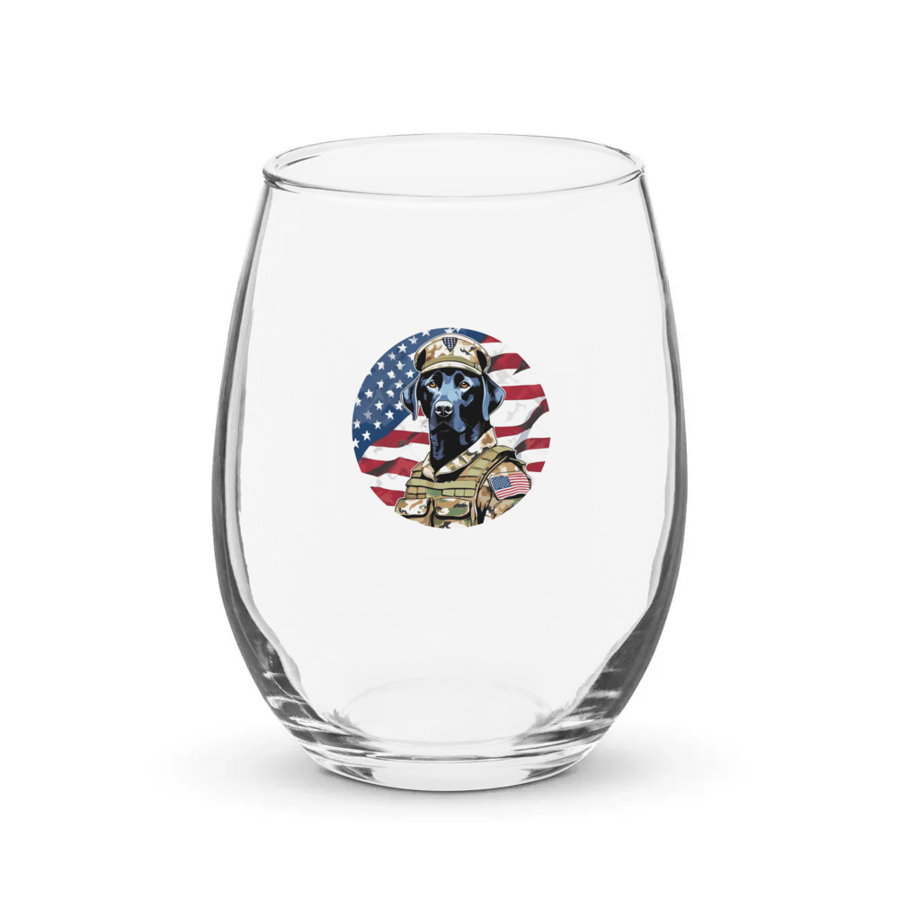 PugMug Custom Black Labrador Retriever Stemless Wine Glass