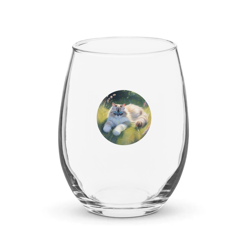PugMug Custom Tabby Ragdoll Cat Stemless Wine Glass