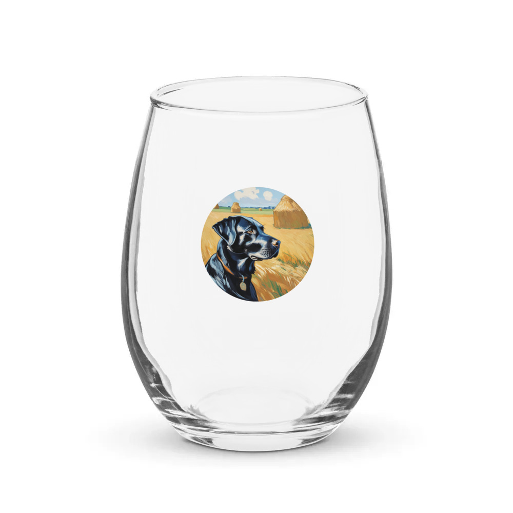 PugMug Custom Black Labrador Retriever Stemless Wine Glass