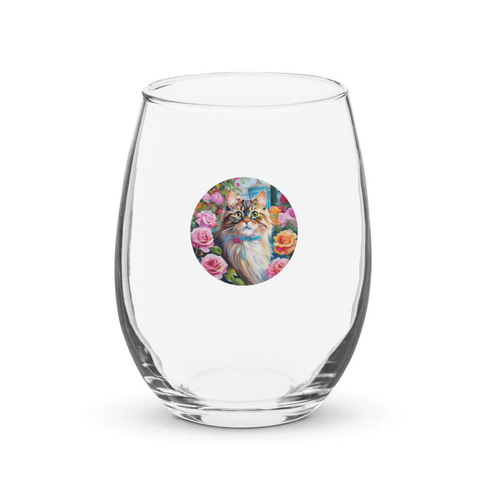 PugMug Custom Tabby Persian Cat Stemless Wine Glass