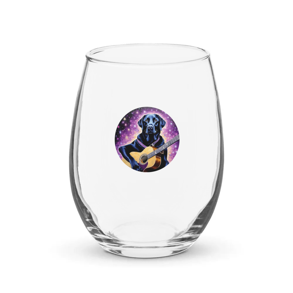 PugMug Custom Black Labrador Retriever Stemless Wine Glass