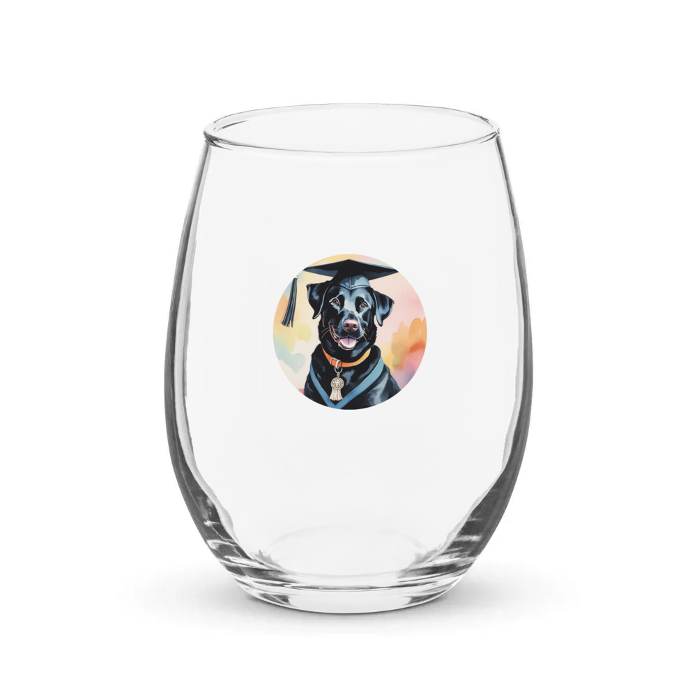 PugMug Custom Black Labrador Retriever Stemless Wine Glass