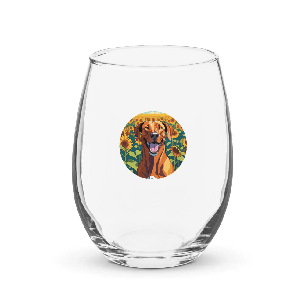 PugMug Custom Rhodesian Ridgeback Stemless Wine Glass