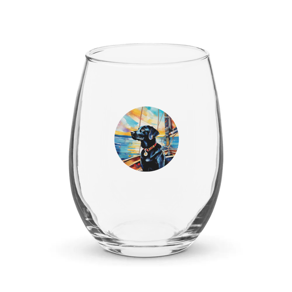 PugMug Custom Black Labrador Retriever Stemless Wine Glass