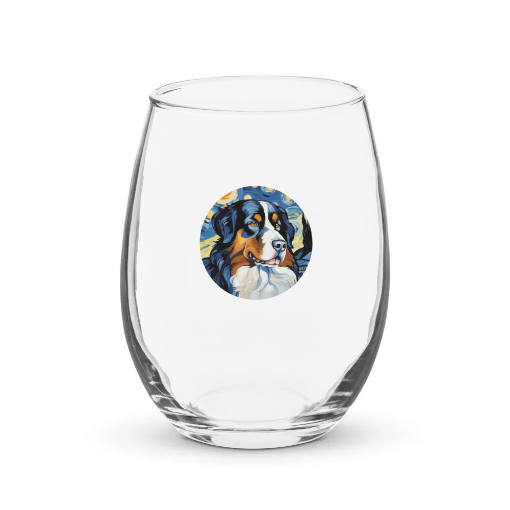 PugMug Custom Bernese Mountain Dog Stemless Wine Glass