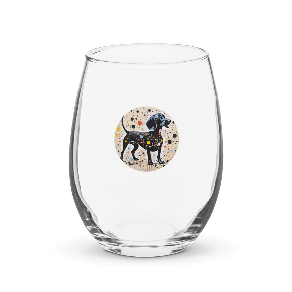 PugMug Custom Black Dachshund Stemless Wine Glass