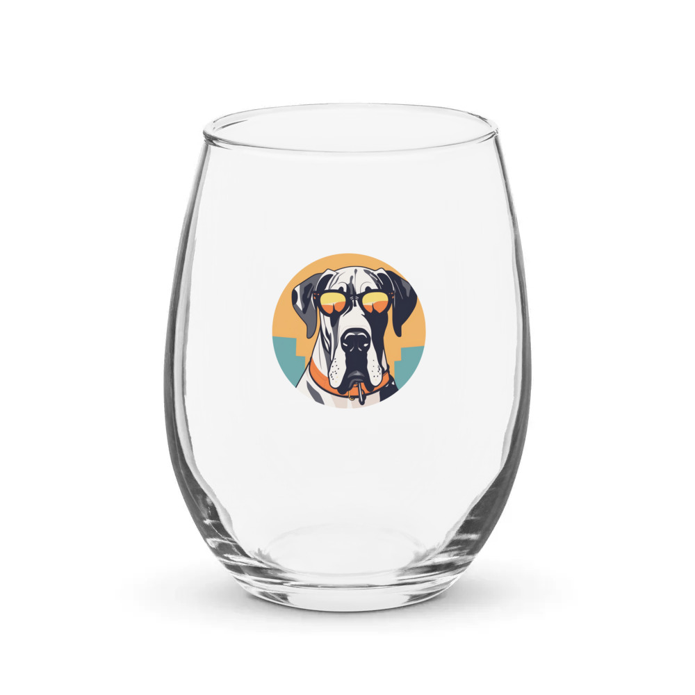 PugMug Custom Great Dane Stemless Wine Glass