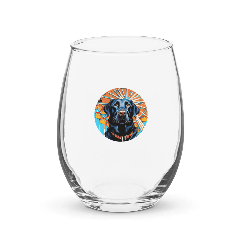 PugMug Custom Black Labrador Retriever Stemless Wine Glass