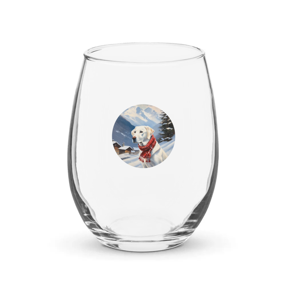 PugMug Custom White Labrador Retriever Stemless Wine Glass