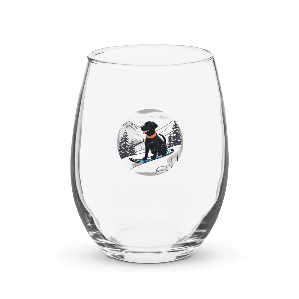 PugMug Custom Black Labrador Retriever Stemless Wine Glass