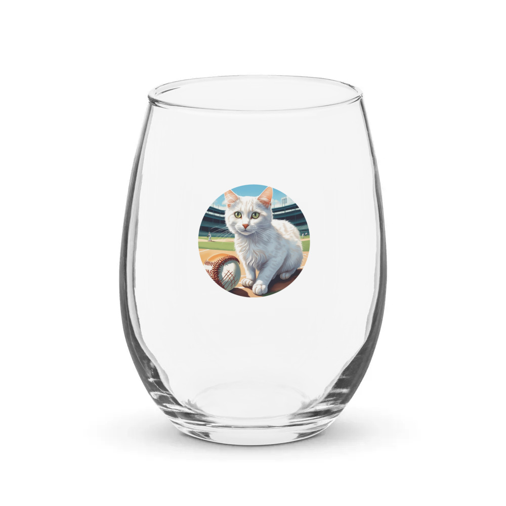 PugMug Custom White Companion Cat Stemless Wine Glass
