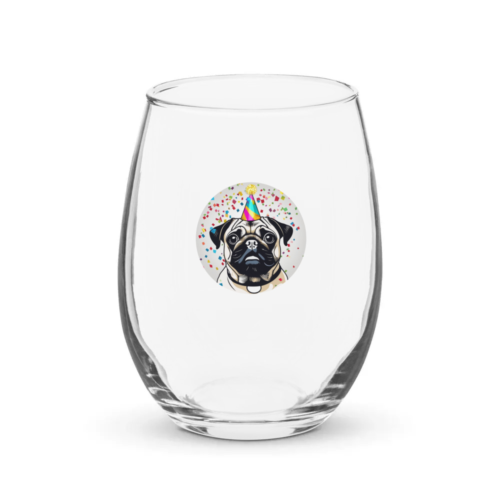 PugMug Custom Pug Stemless Wine Glass