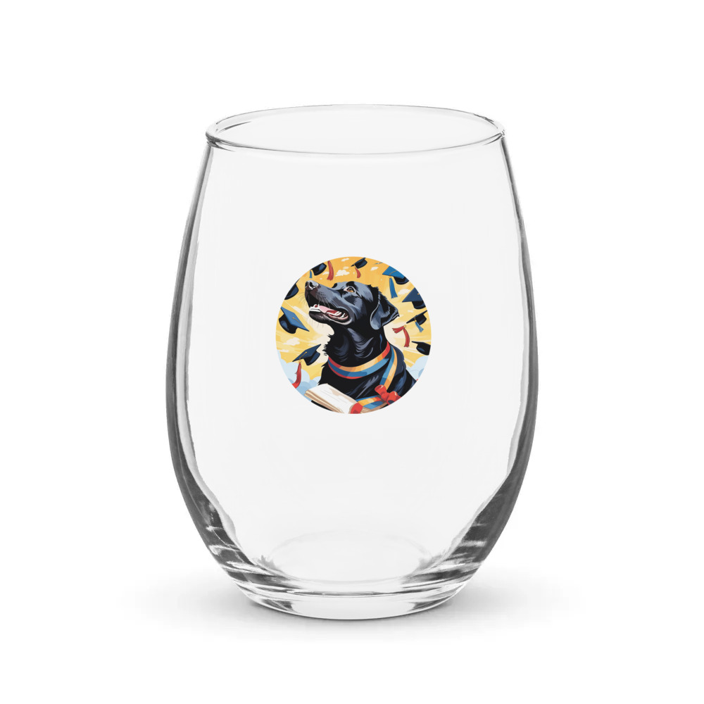 PugMug Custom Black Labrador Retriever Stemless Wine Glass