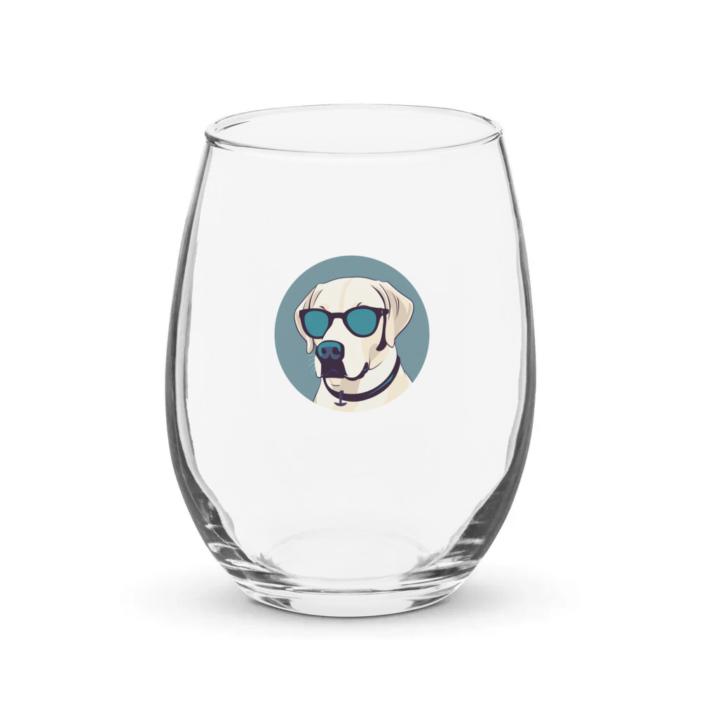 PugMug Custom White Labrador Retriever Stemless Wine Glass