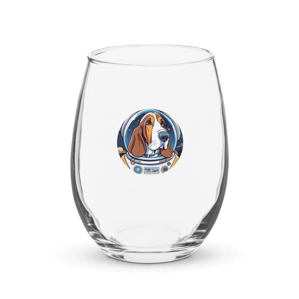 PugMug Custom Basset Hound Stemless Wine Glass