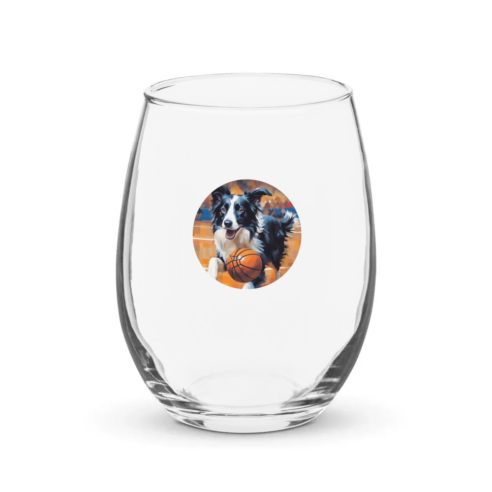 PugMug Custom Border Collie Stemless Wine Glass