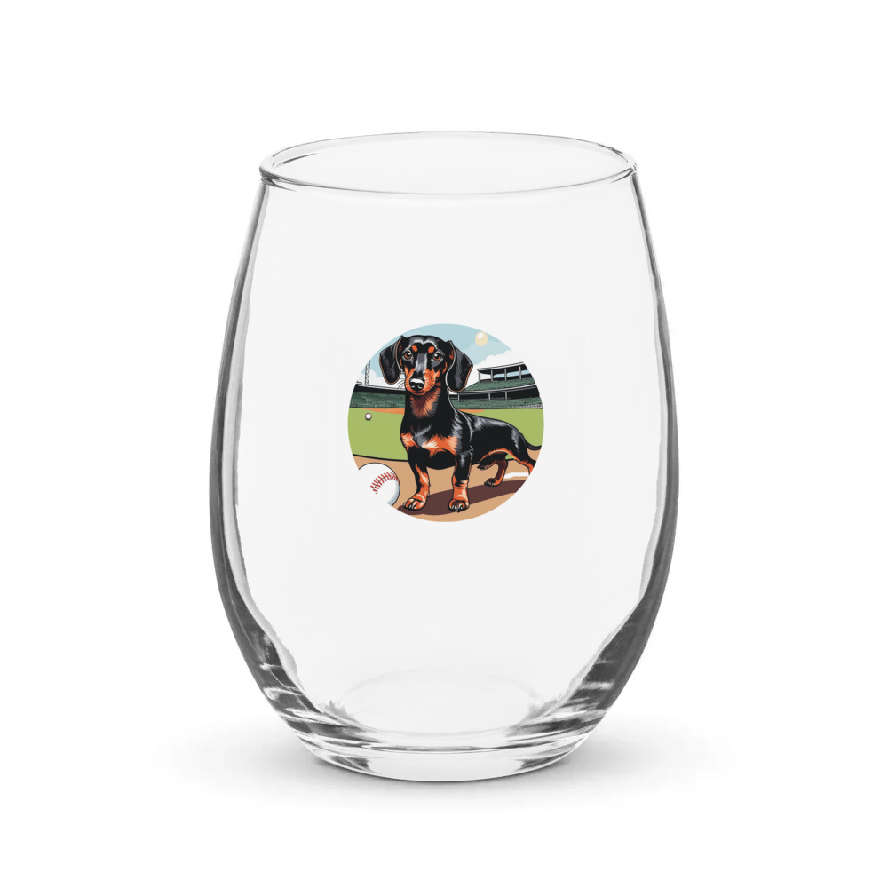 PugMug Custom Black Dachshund Stemless Wine Glass