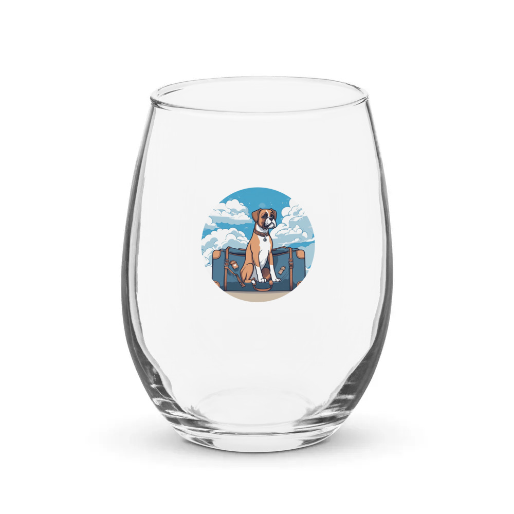 PugMug Custom Boxer Dog Stemless Wine Glass