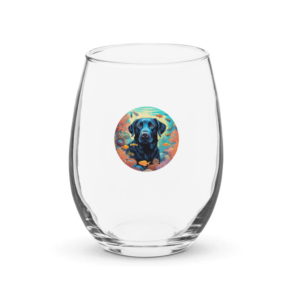 PugMug Custom Black Labrador Retriever Stemless Wine Glass