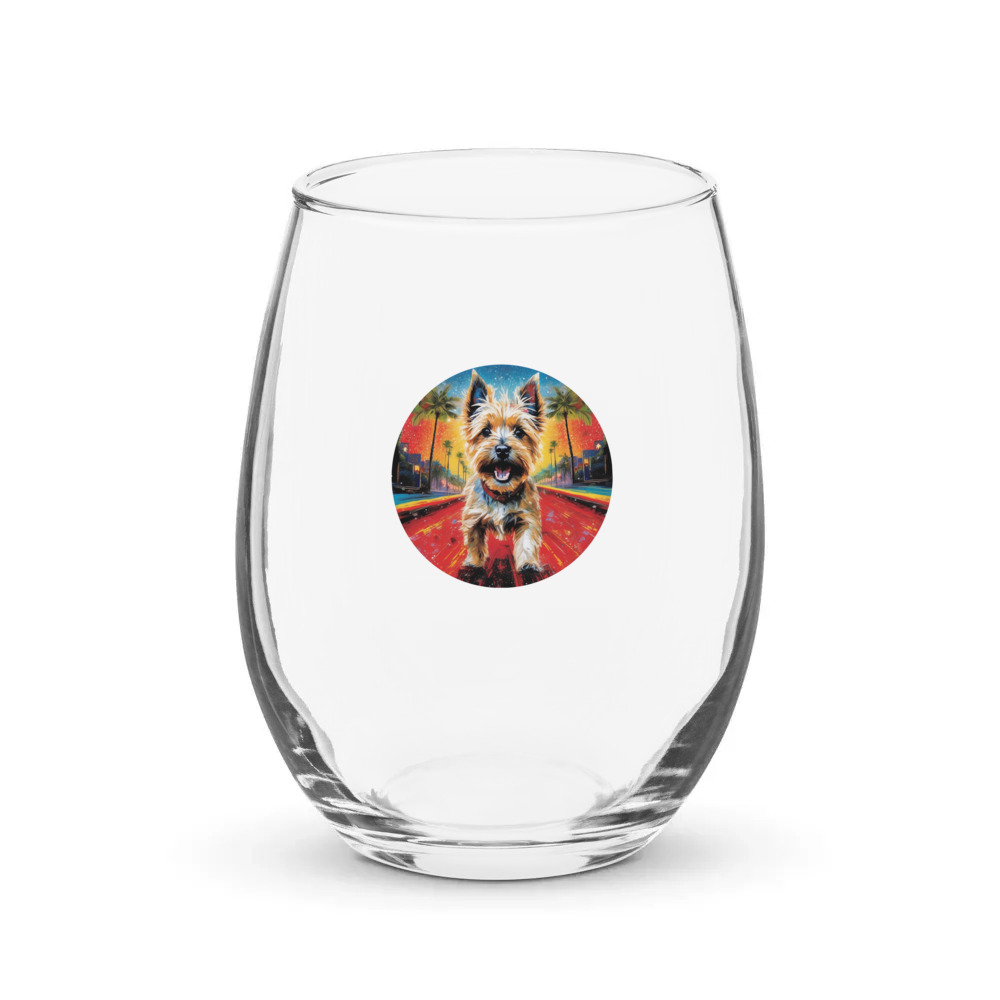 PugMug Custom Cairn Terrier Stemless Wine Glass