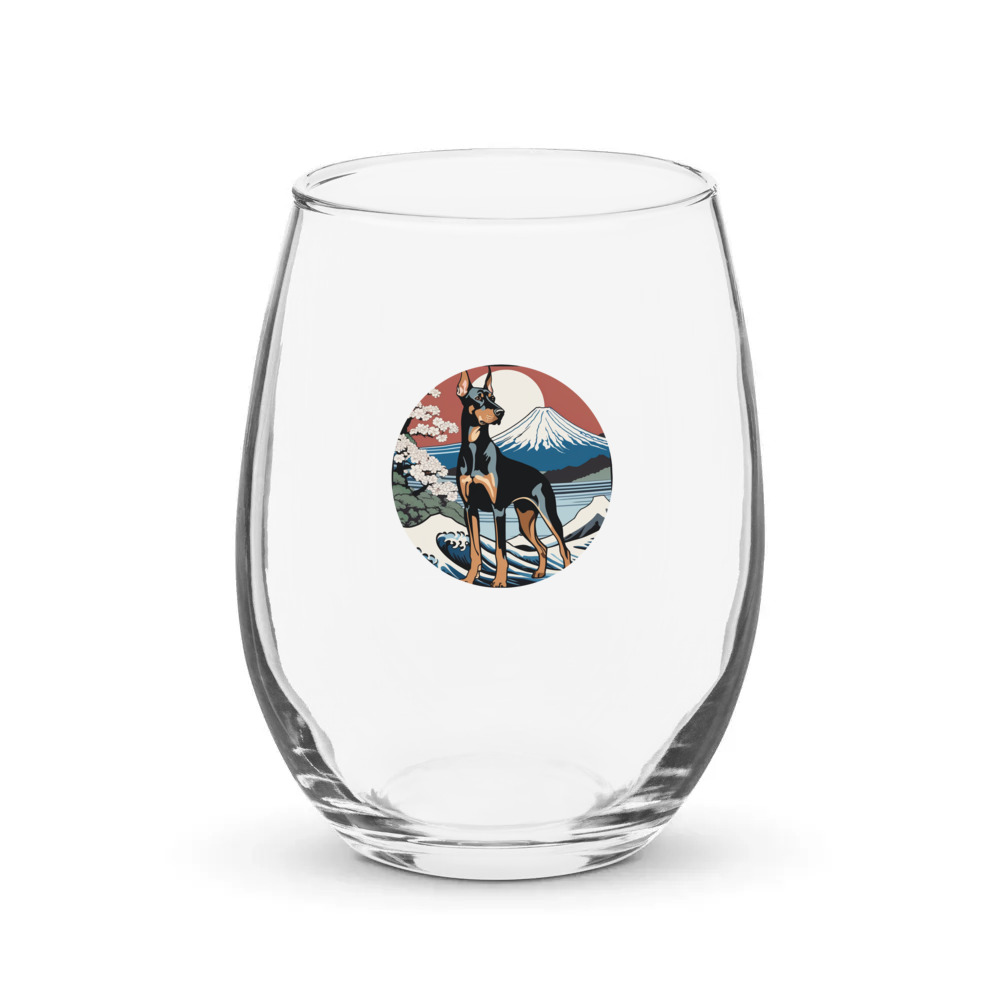 PugMug Custom Doberman Pinscher Stemless Wine Glass