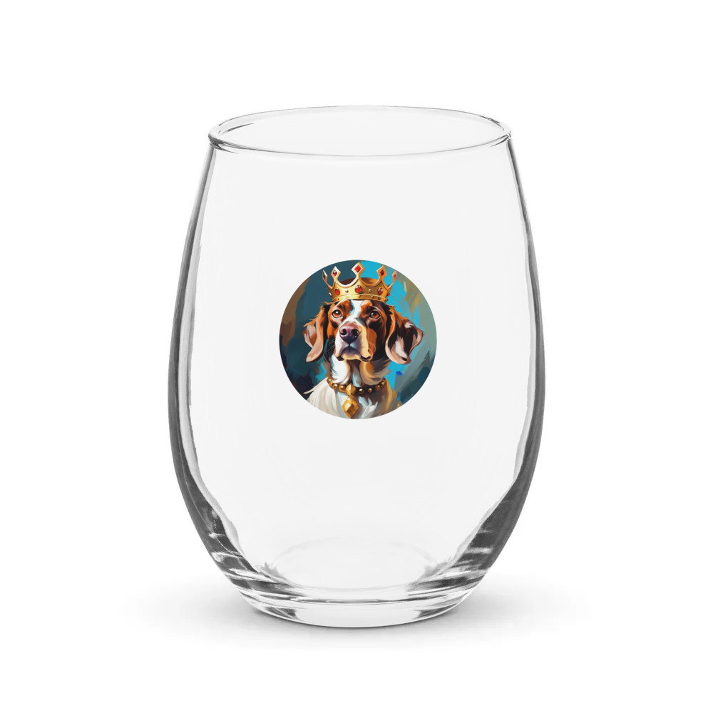 PugMug Custom Pointer Dog Stemless Wine Glass