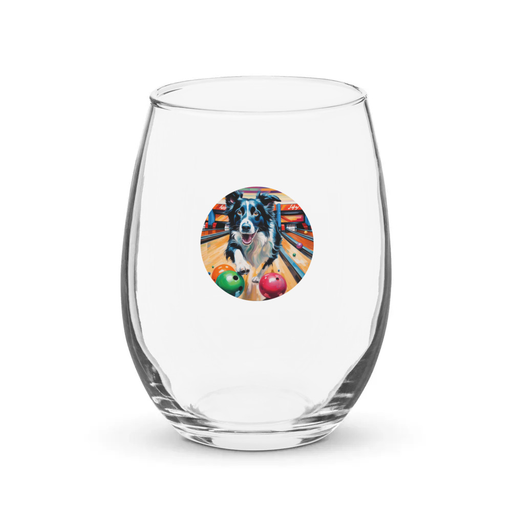 PugMug Custom Border Collie Stemless Wine Glass