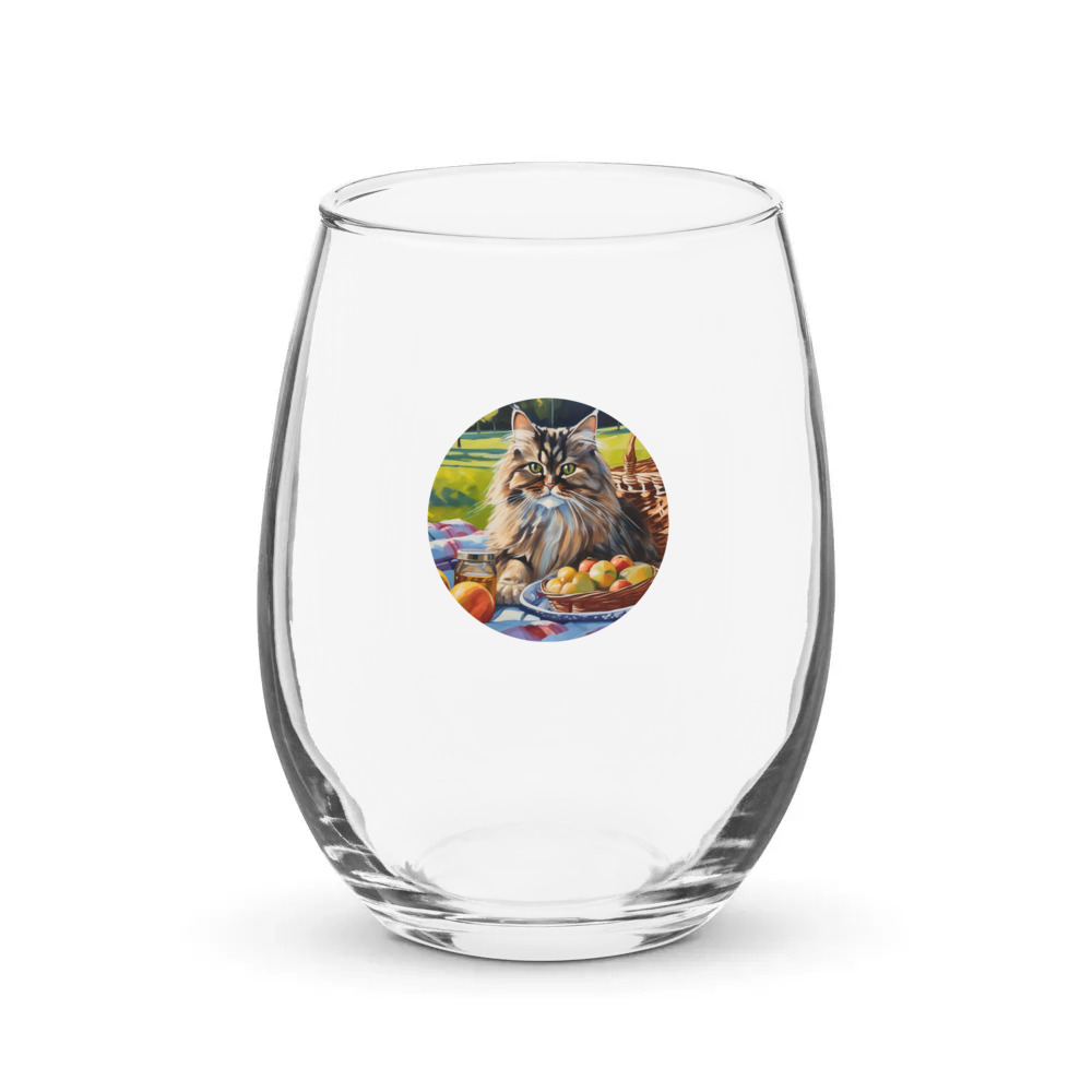 PugMug Custom Tabby Persian Cat Stemless Wine Glass