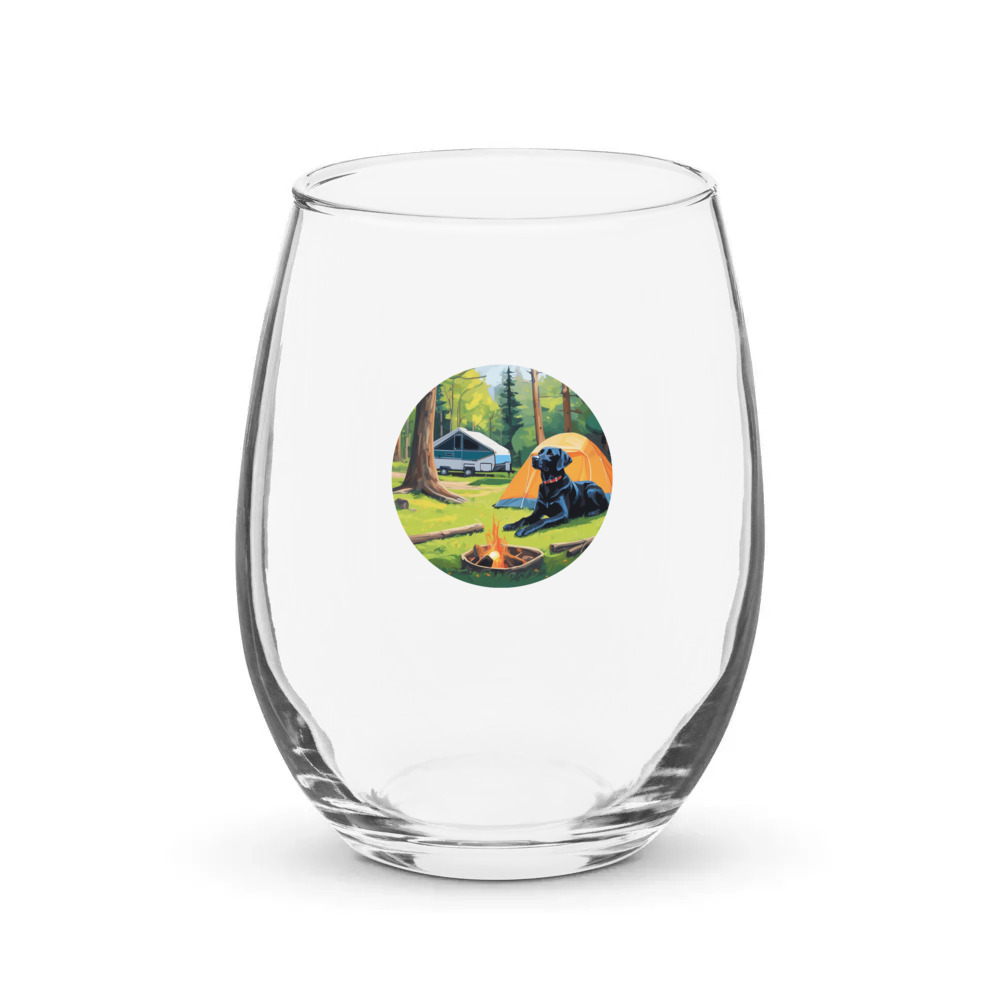 PugMug Custom Black Labrador Retriever Stemless Wine Glass