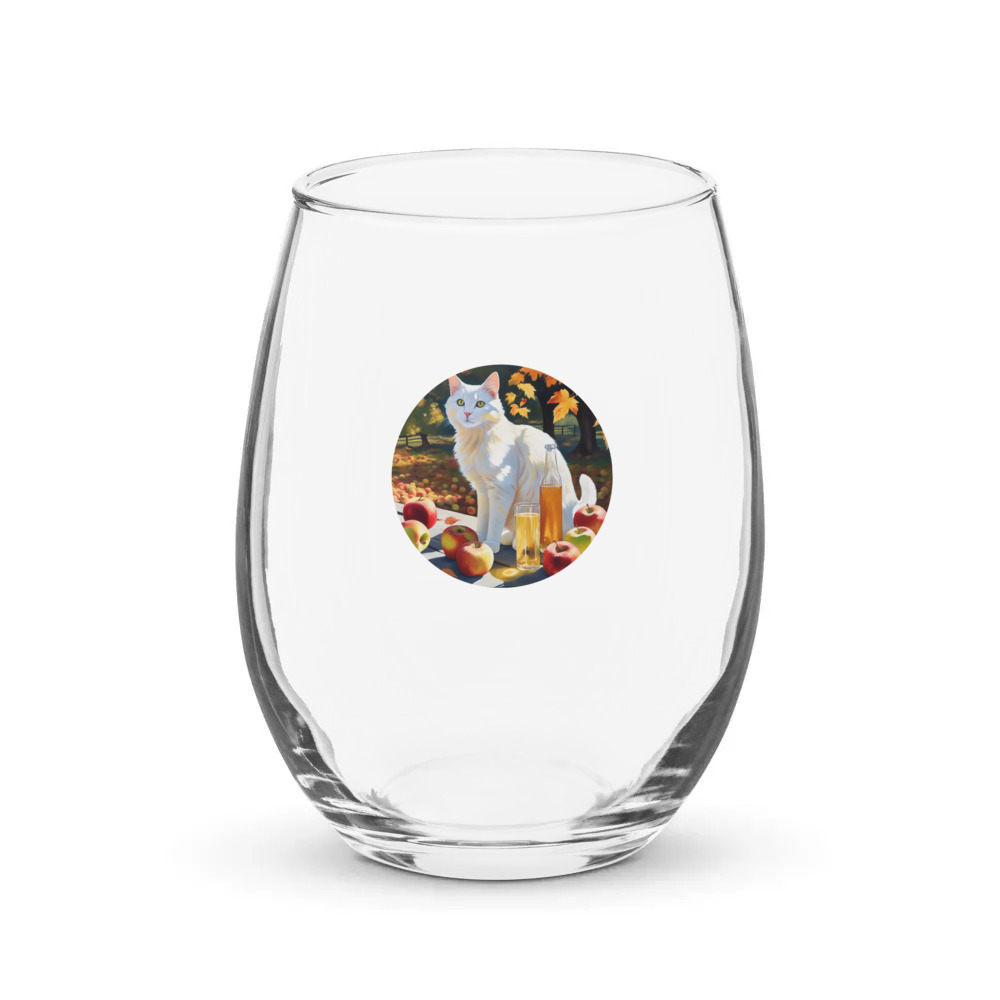 PugMug Custom White Companion Cat Stemless Wine Glass
