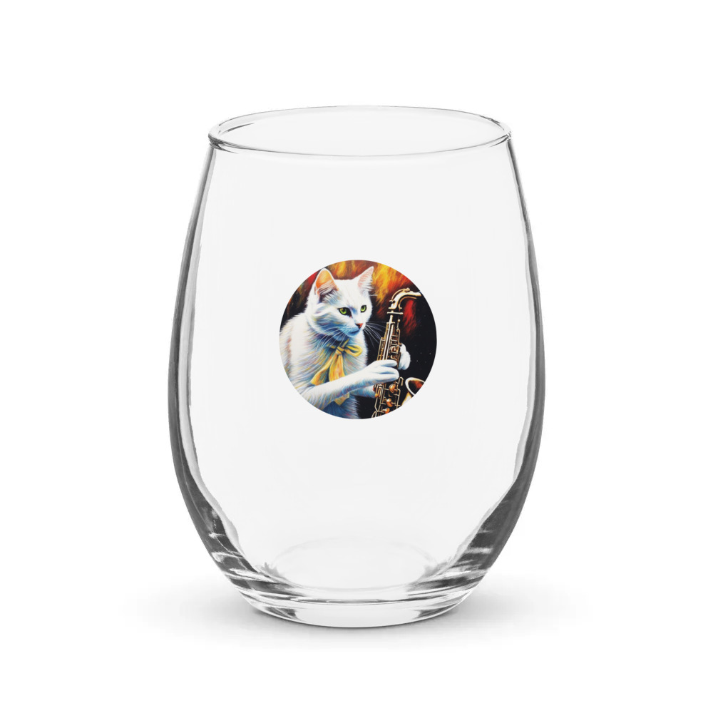 PugMug Custom White Companion Cat Stemless Wine Glass