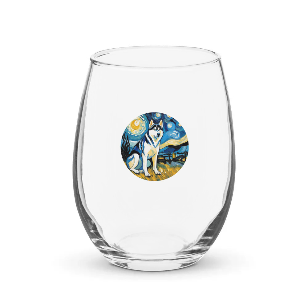 PugMug Custom Siberian Husky Stemless Wine Glass