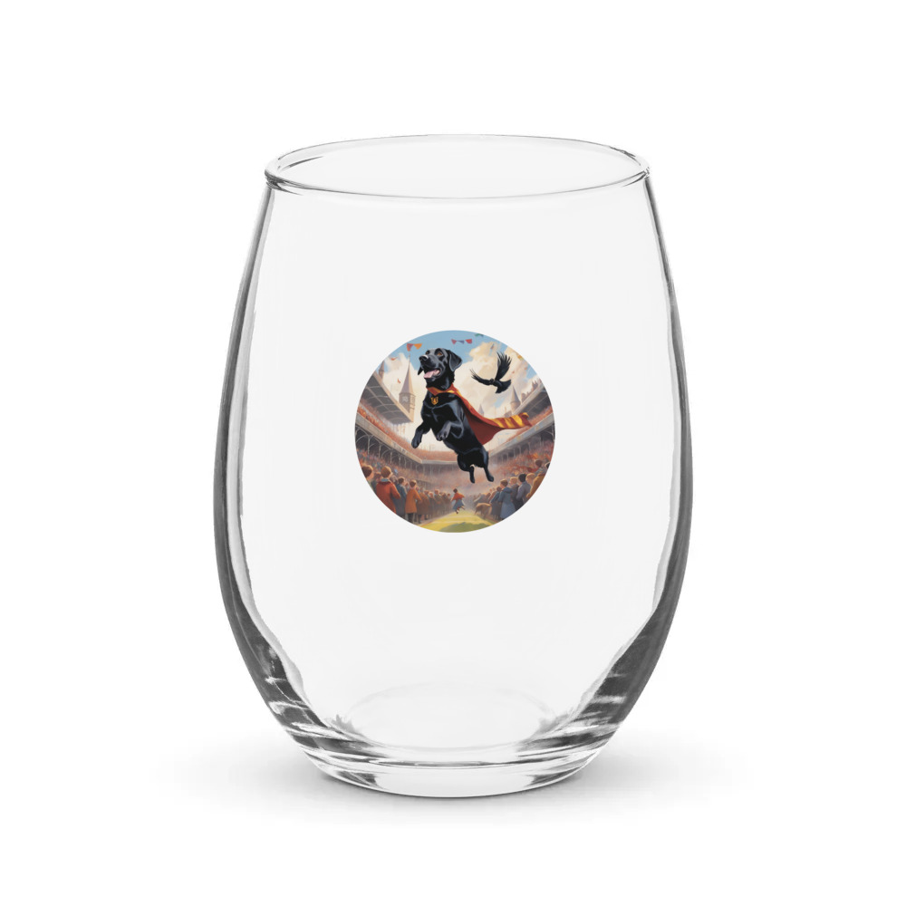 PugMug Custom Black Labrador Retriever Stemless Wine Glass