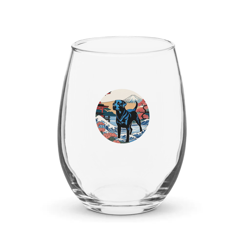 PugMug Custom Black Labrador Retriever Stemless Wine Glass