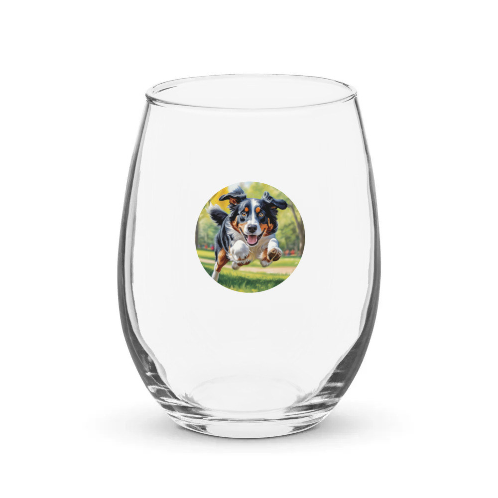 PugMug Custom Miniature American Shepherd Stemless Wine Glass