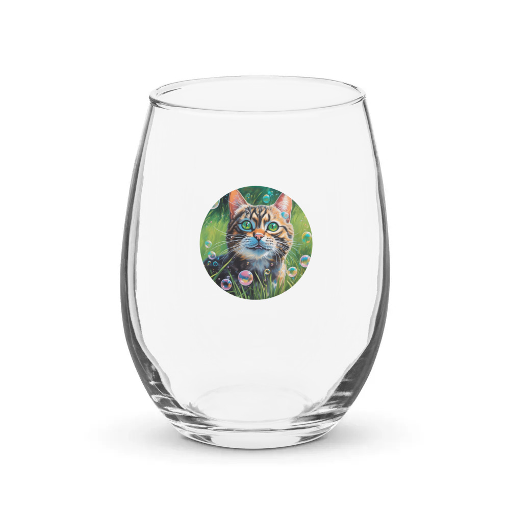PugMug Custom Tabby Exotic Cat Stemless Wine Glass