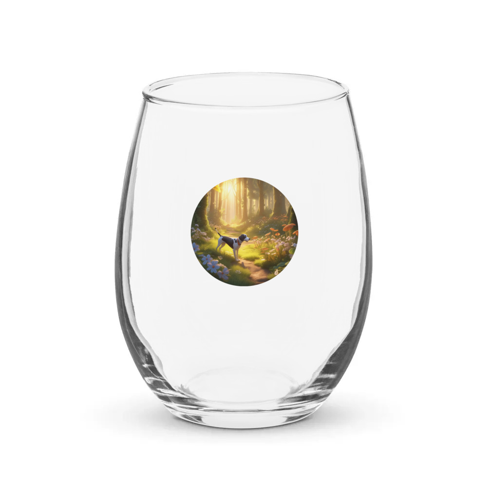 PugMug Custom Pointer Dog Stemless Wine Glass