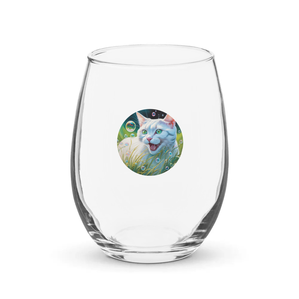 PugMug Custom White Exotic Cat Stemless Wine Glass