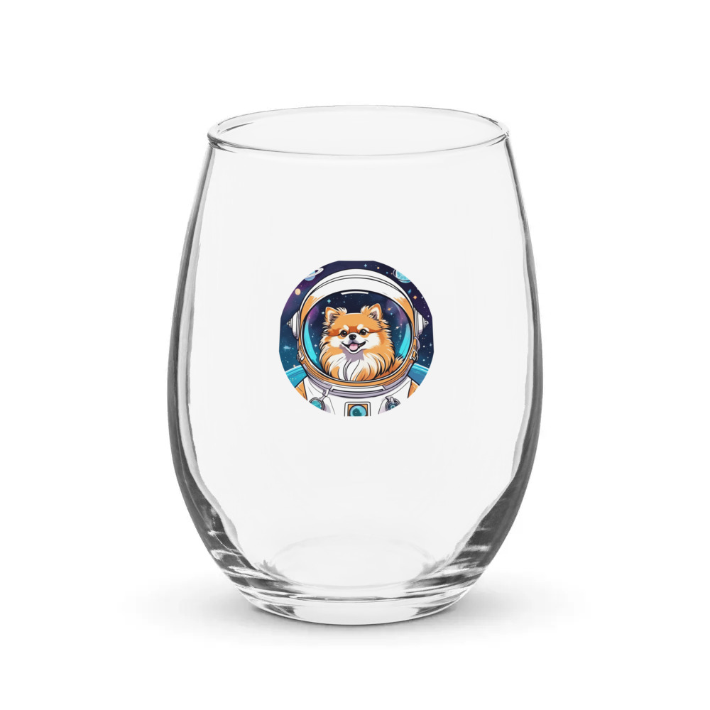 PugMug Custom Tan Pomeranian Stemless Wine Glass