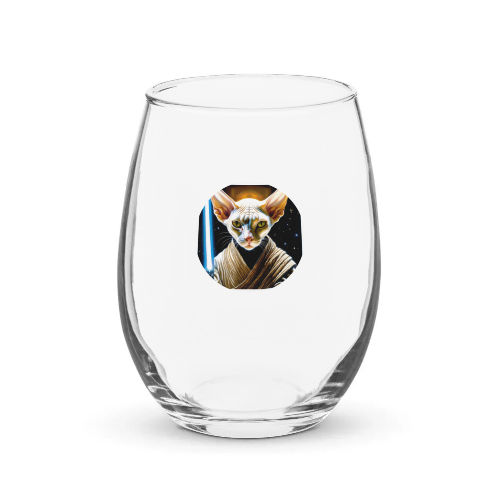 PugMug Custom White Sphynx Cat Stemless Wine Glass