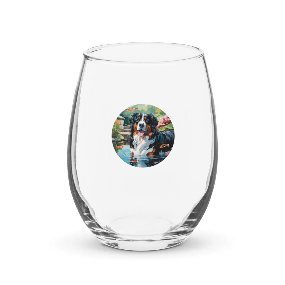 PugMug Custom Bernese Mountain Dog Stemless Wine Glass
