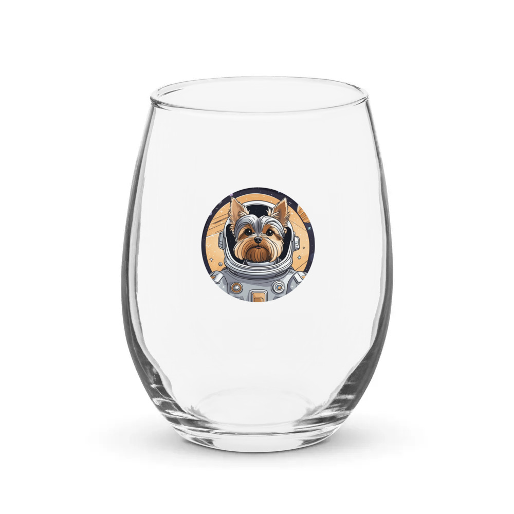 PugMug Custom Yorkshire Terrier Stemless Wine Glass