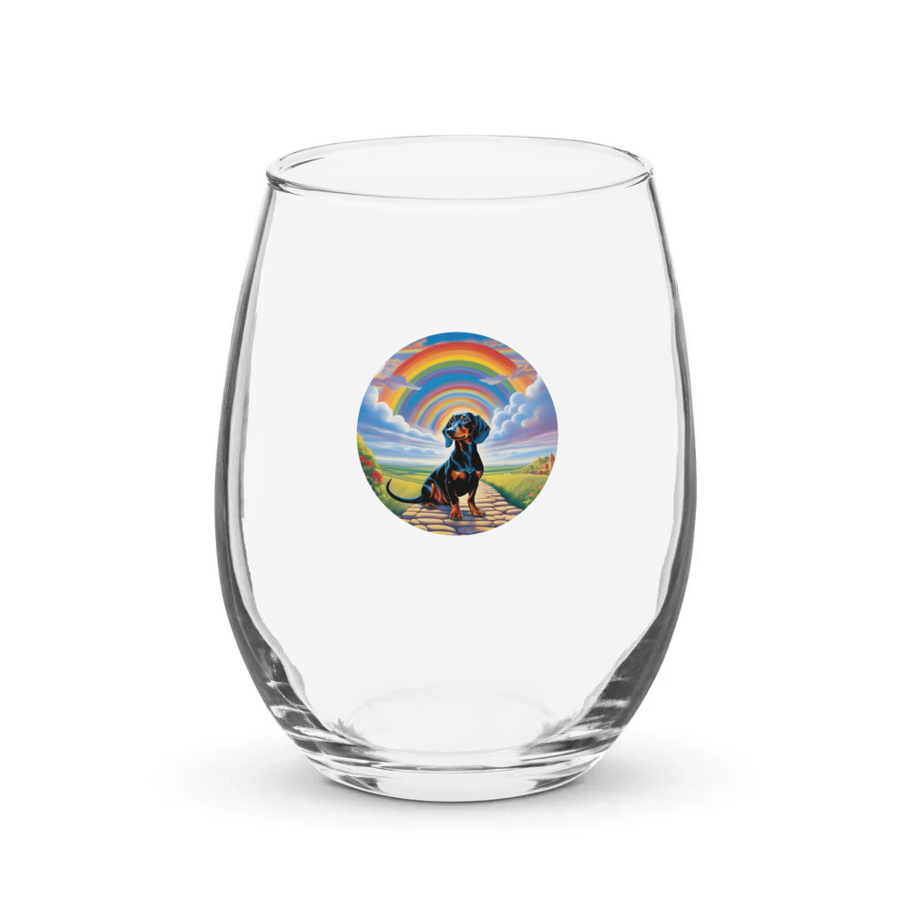 PugMug Custom Black Dachshund Stemless Wine Glass