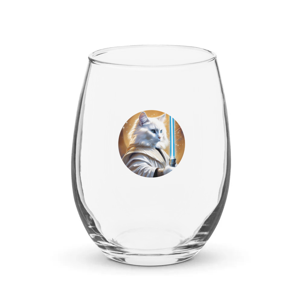 PugMug Custom White Ragdoll Cat Stemless Wine Glass