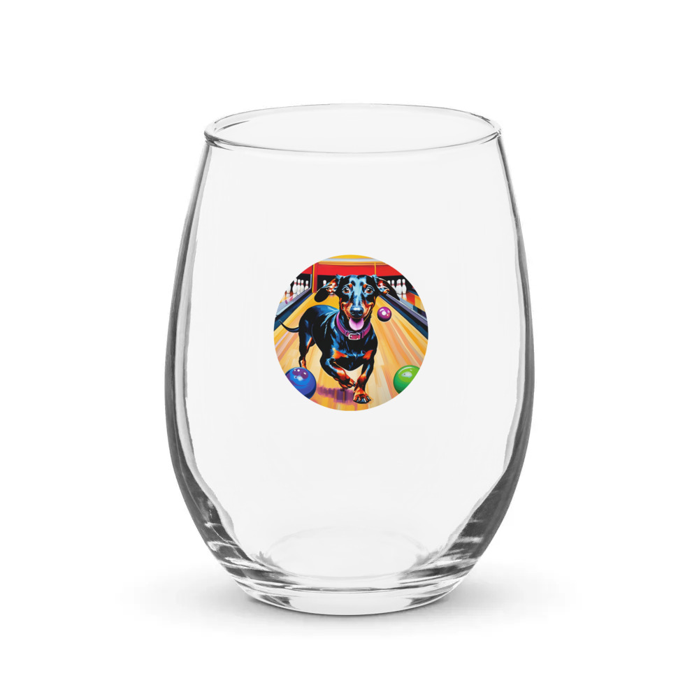 PugMug Custom Black Dachshund Stemless Wine Glass